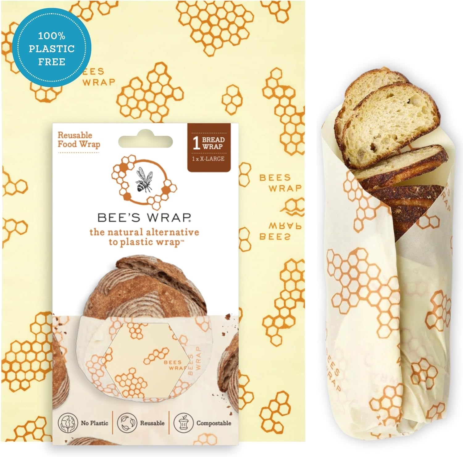 Beeswax Wrap Reusable - Reusable Beeswax Bread Wrap - Plastic