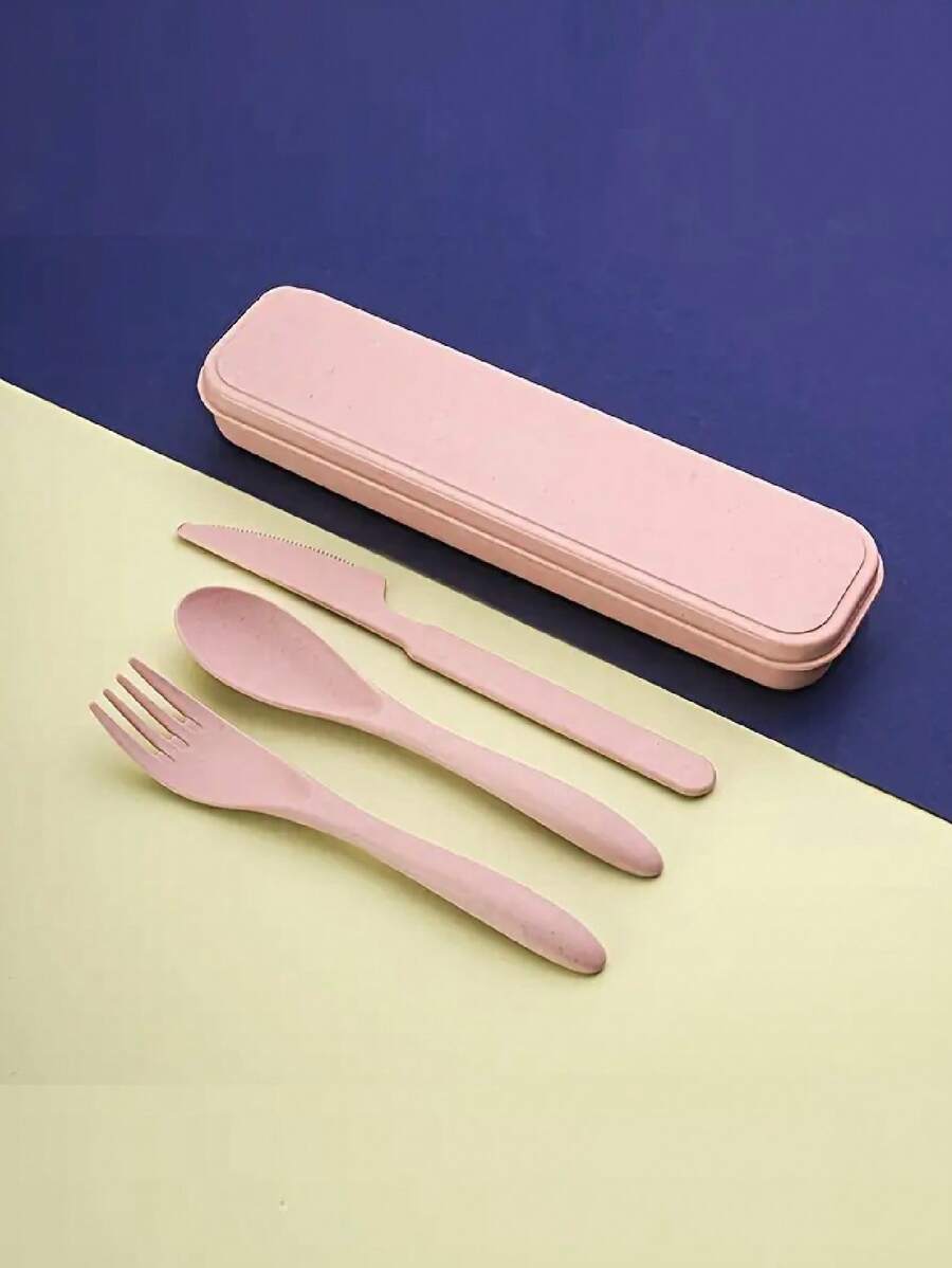 Bamboo Cutlery Travel - 3Pcs Portable Reusable Cutlery Set With