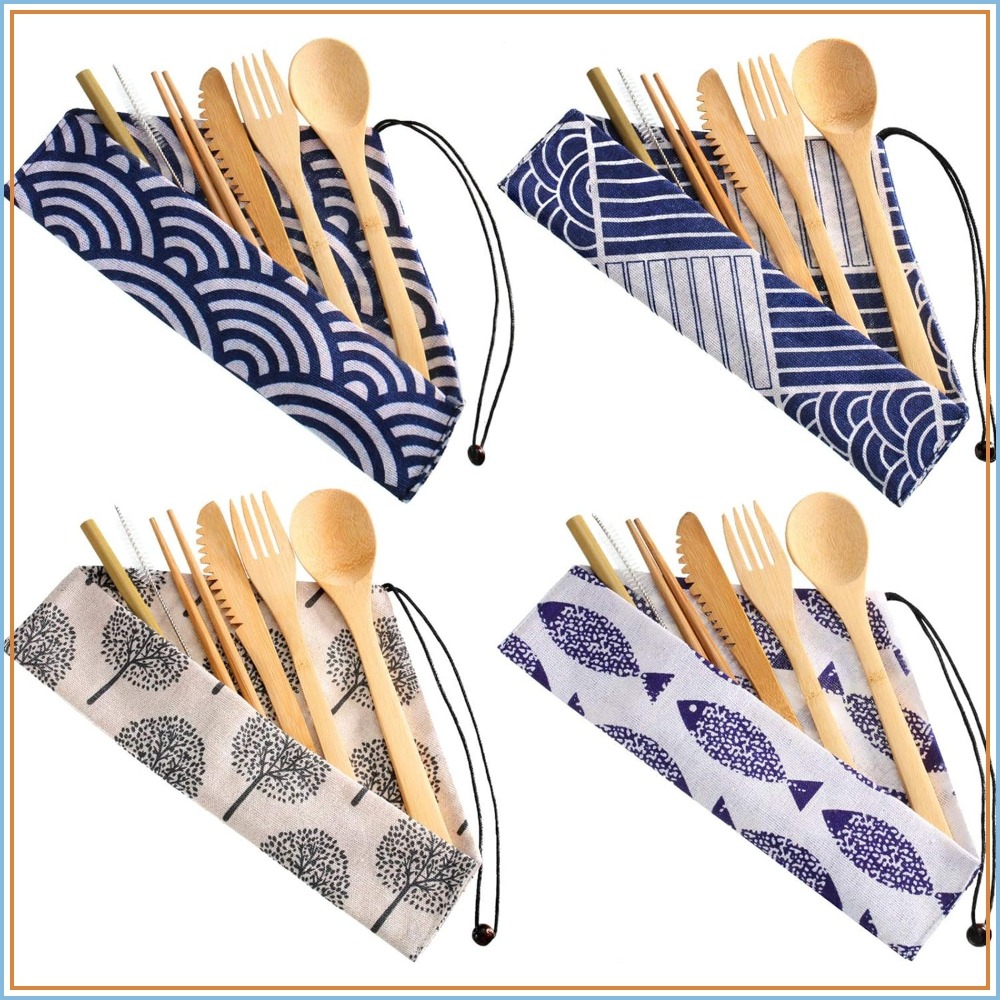 Bamboo Cutlery Travel - Boao 4 Sets Bamboo Utensils: Reusable