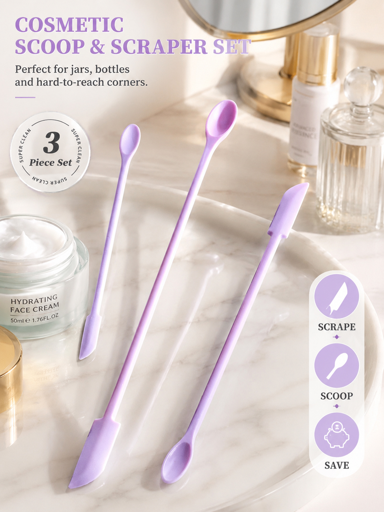 3Pcs Makeup Spatula Set Double - Zero Waste Kit Travel incelemesi ve fiyatı