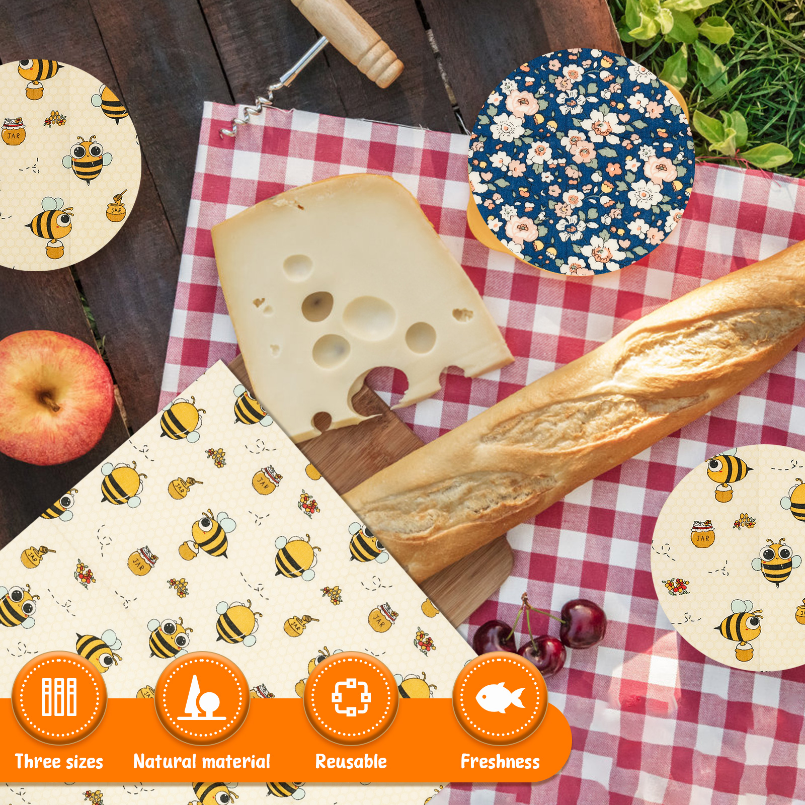 9Pcs Beeswax Food Wraps 3 Size - Beeswax Wrap Reusable incelemesi ve fiyatı