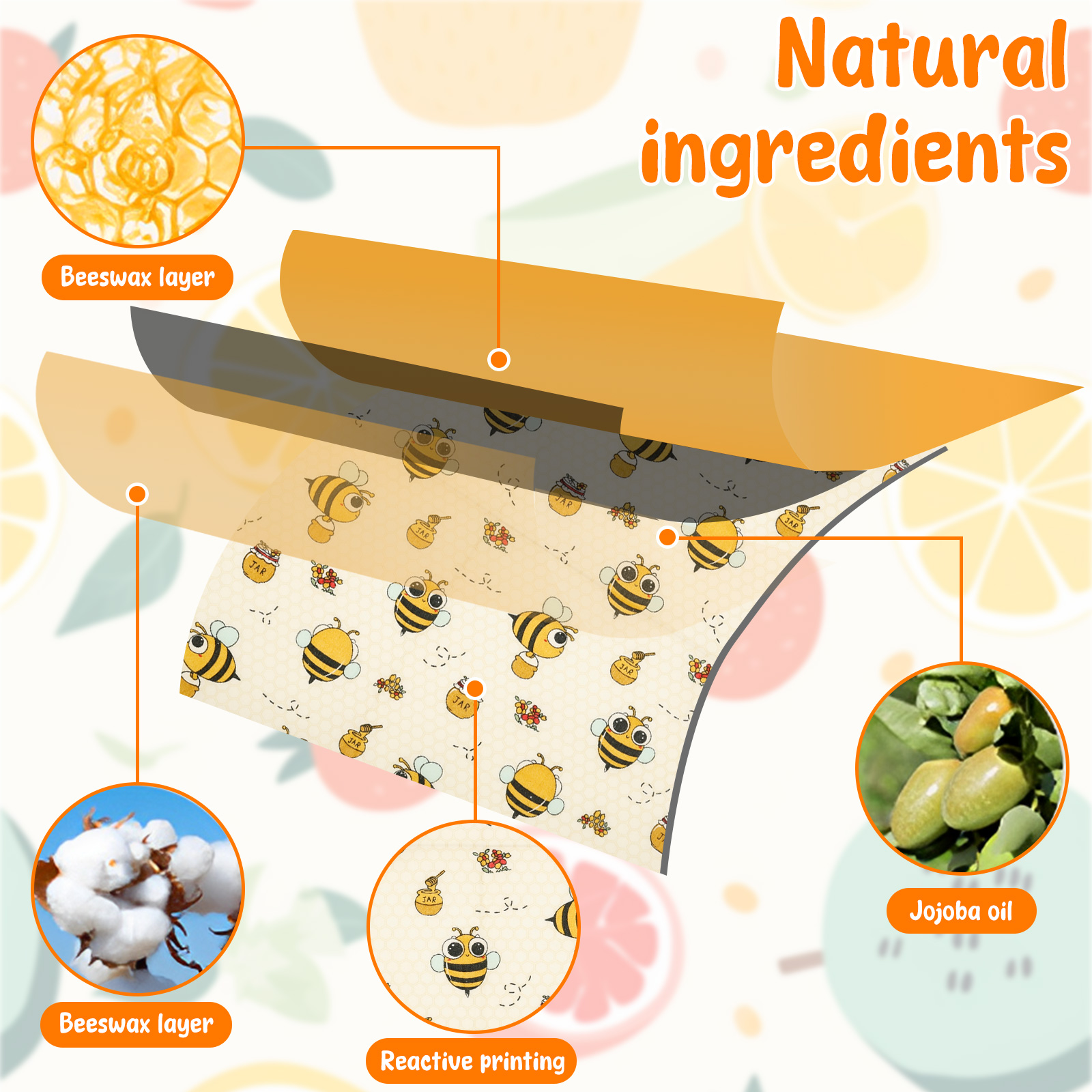 9Pcs Beeswax Food Wraps 3 Size - Beeswax Wrap Reusable incelemesi ve fiyatı