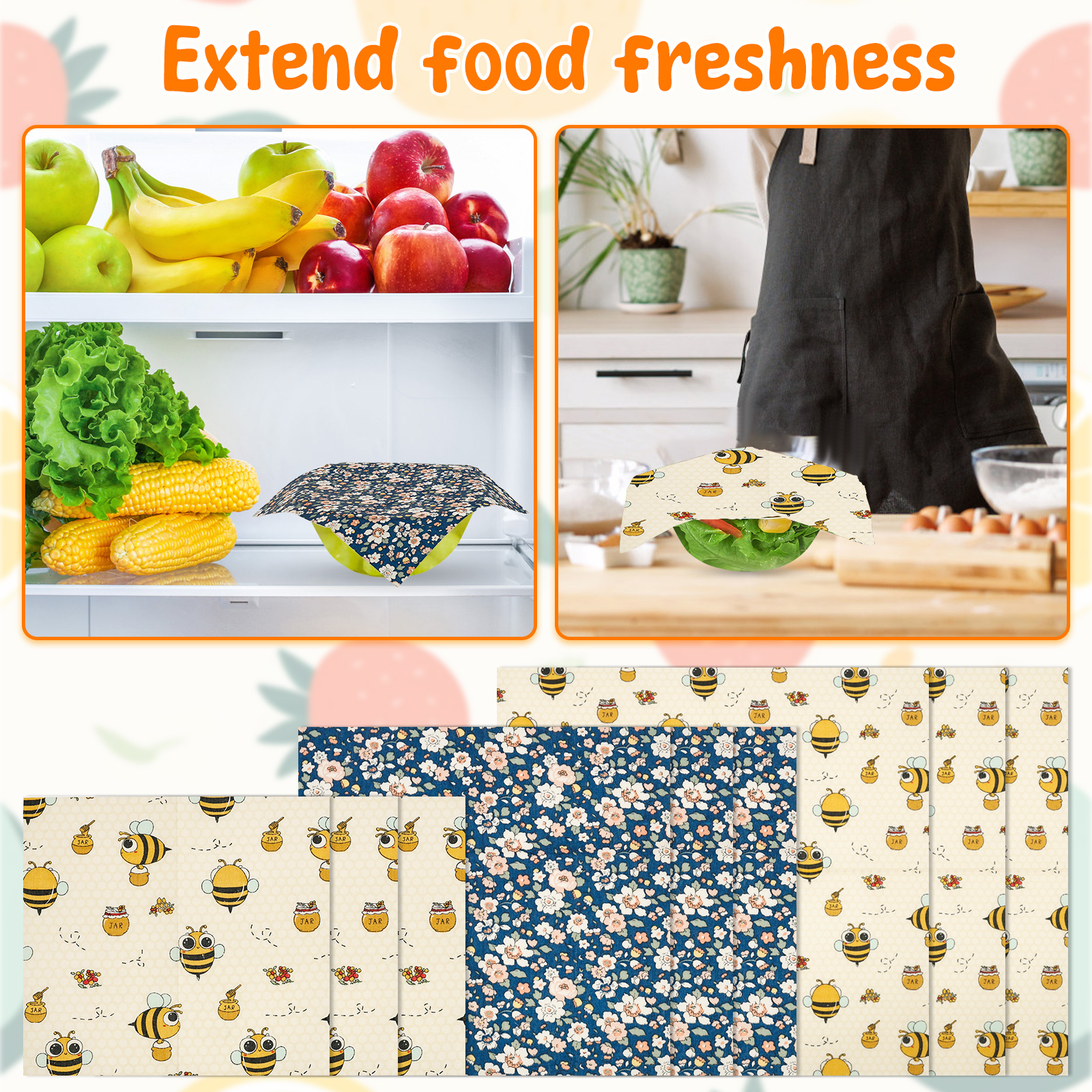 9Pcs Beeswax Food Wraps 3 Size - Beeswax Wrap Reusable incelemesi ve fiyatı