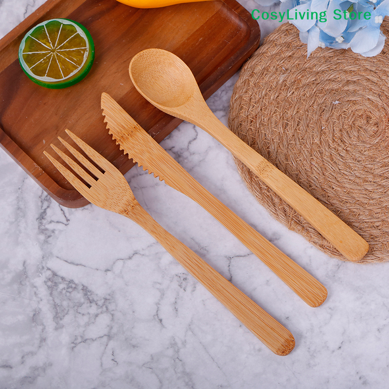 1Set Fork Cutter Spoon Reusabl - Bamboo Cutlery Travel incelemesi ve fiyatı